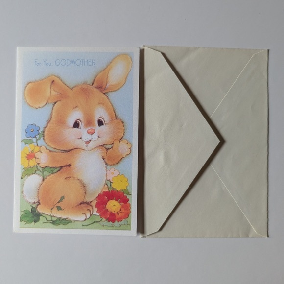 Unused Vintage Mother's Day Bunny Greeting Card for Godmother by Rust Craft - Picture 4 of 8